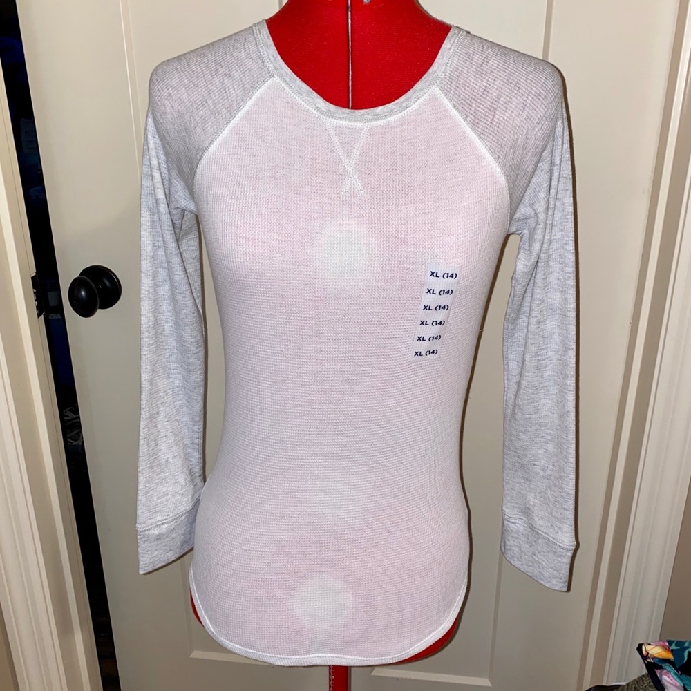 NWT OLD NAVY GRAY WHITE 3/4 SLEEVE T SHIRT GIRLS